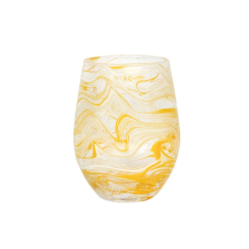 Juliska Puro Marbled Stemless Wine Glass - Yellow