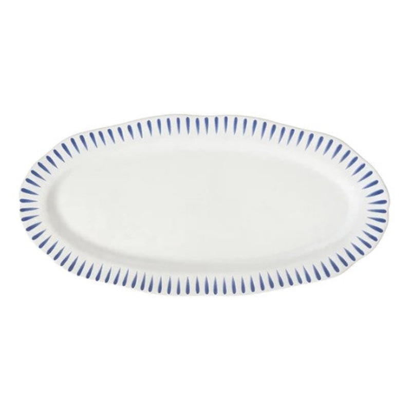 Juliska Sitio Stripe 15" Hostess Tray - Delft Blue