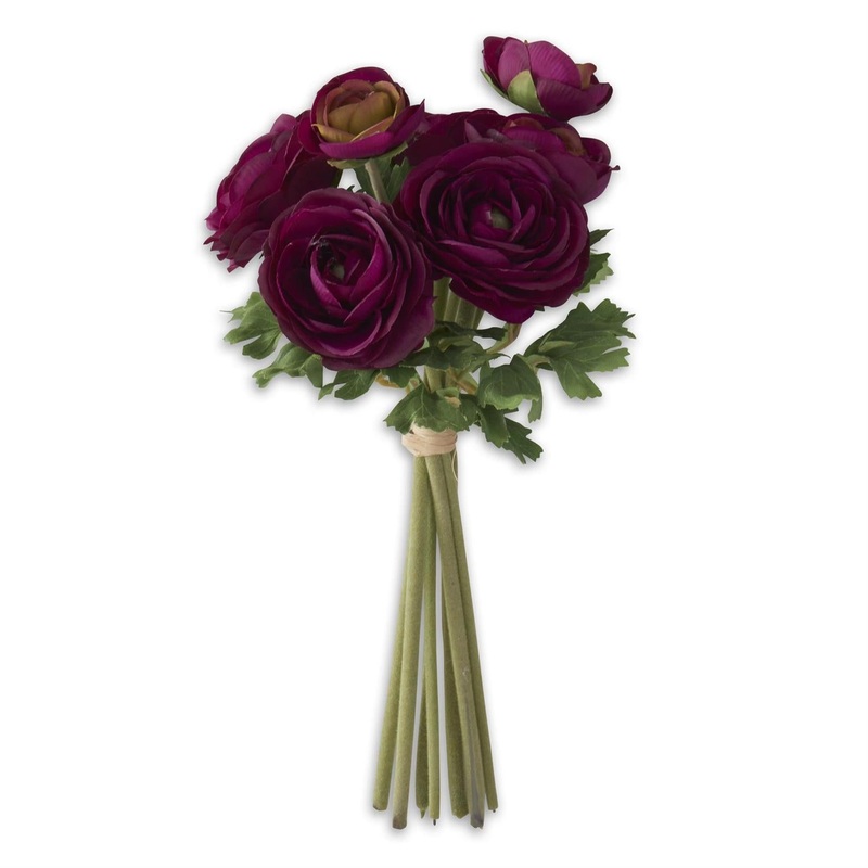 10" Dark Purple Ranunculus Bundle w/Flocked Stems
