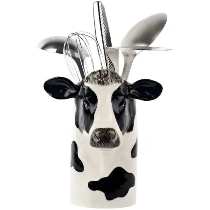 Quail Ceramics Friesian Cow Utensil Pot