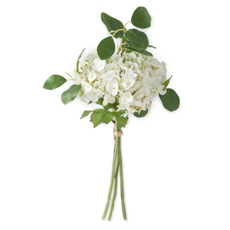 White Real Touch Hydrangea Bundle 12"