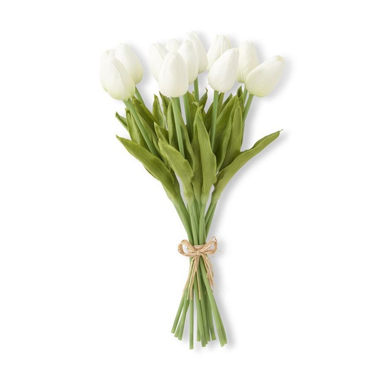 White Real Touch Mini Tulip Bundle 13"