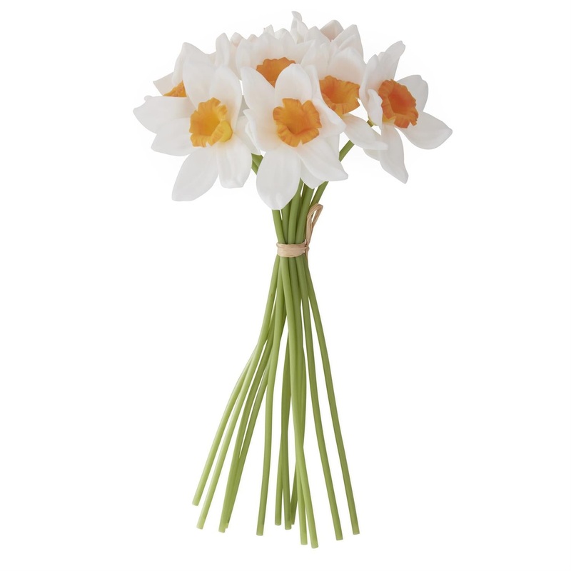 White & Yellow Real Touch Daffodil Bundle 11"