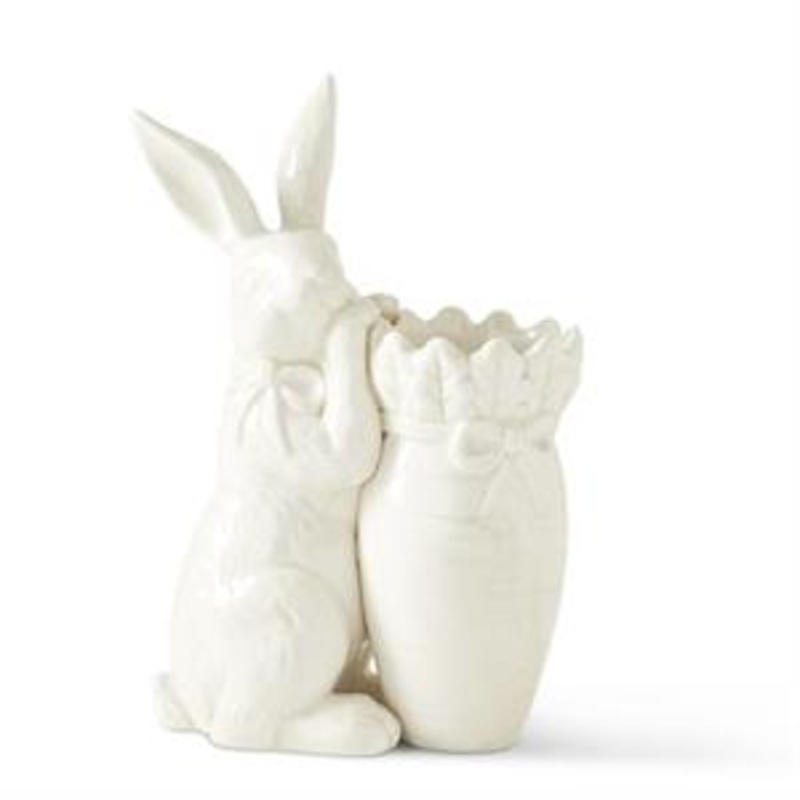 9" Antiqued White Dolomite Carrot Vase