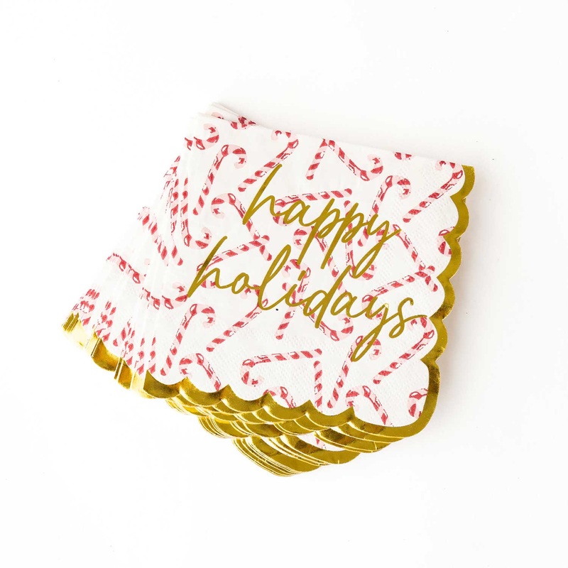 Candy Cane Paper Beverage Napkin Packs