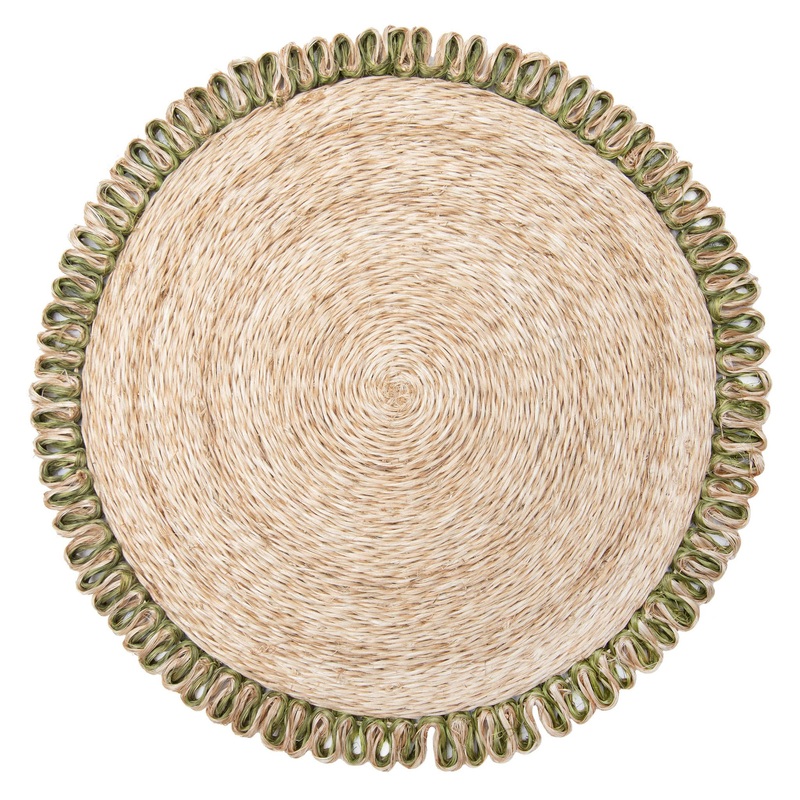 Couleur Nature Loopy Abaca Natural & Olive Green | Placemat - Set of 4