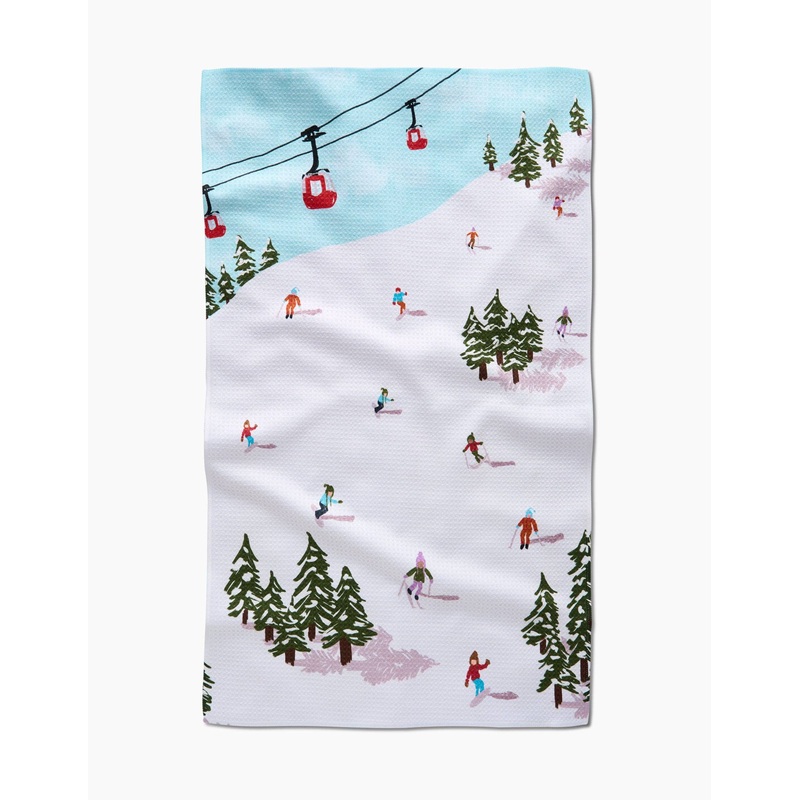 Geometry Winter Skiing Trip Tea Towel
