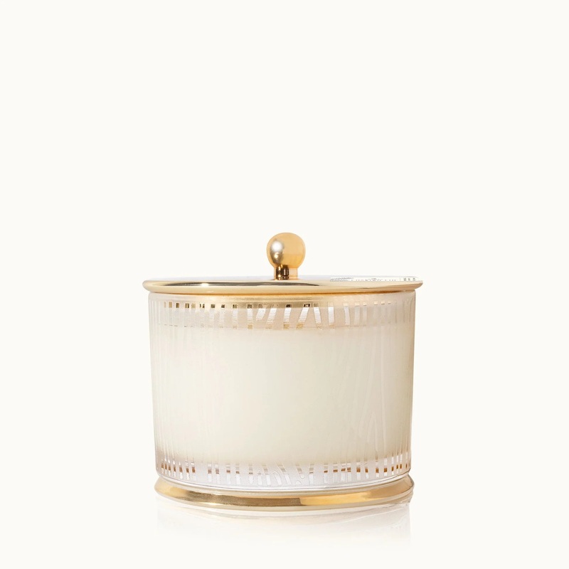 Thymes Frasier Fir Gilded Frosted Wood Grain Candle - 9 Oz