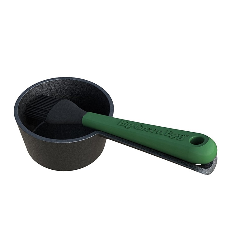 Big Green Egg Cast Iron Sauce Pot with Basting Brush