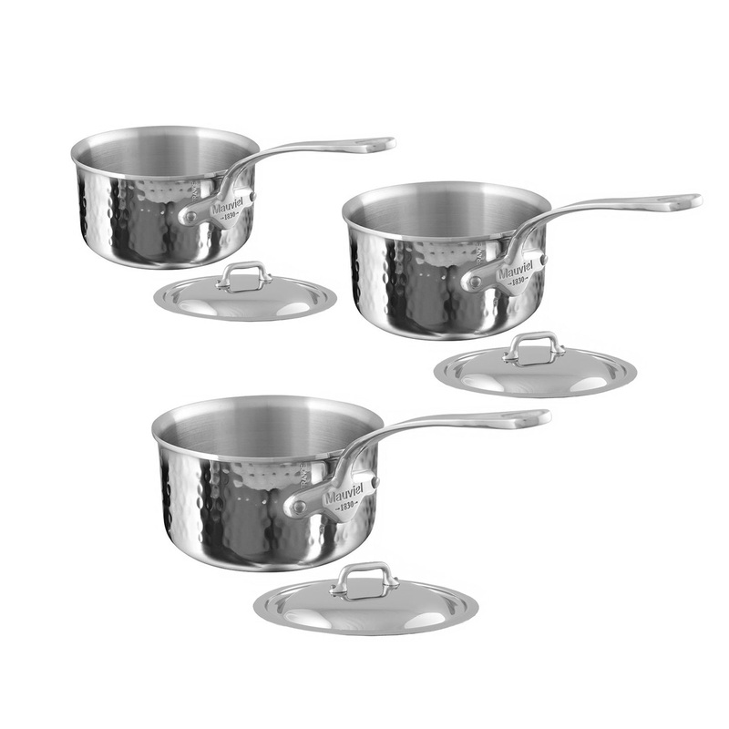 Mauviel M'Elite 3 Piece Saucepan Set with Lids
