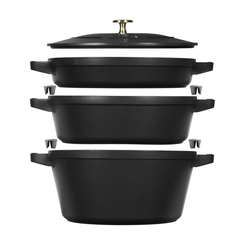 Staub Stackable 3 Piece Pot Set / Black