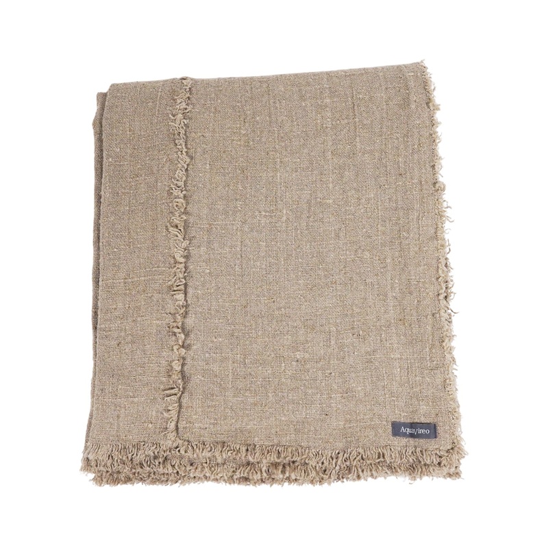 AquaVireo Fringed Linen Tablecloth / Natural