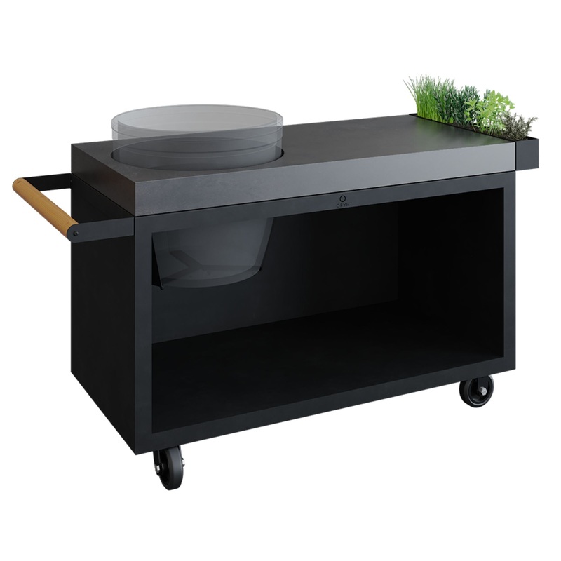 OFYR Black 135 PRO Kamado Table for Large BGE w/ Concrete Worktop