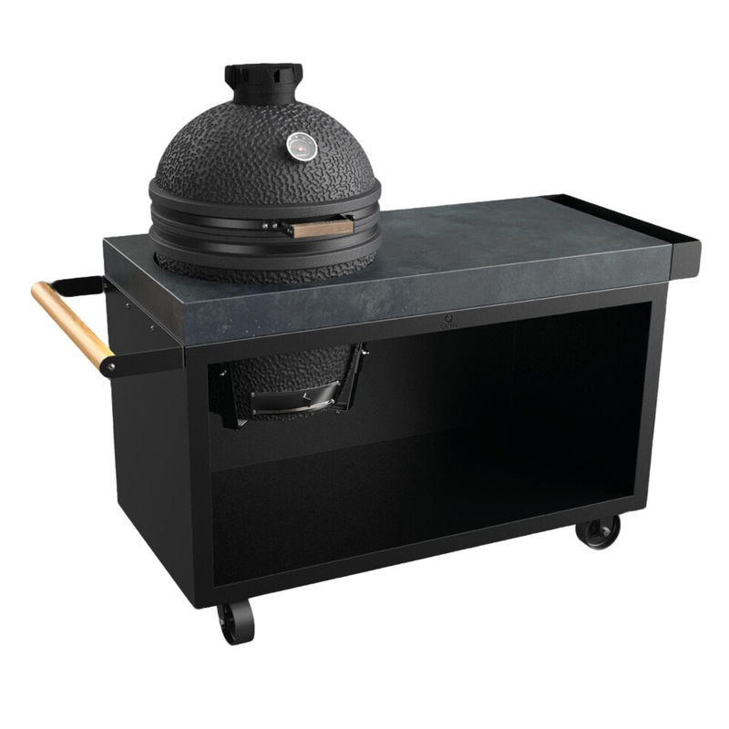 OFYR Black 135 PRO Kamado Table for The Bastard w/ Concrete Worktop