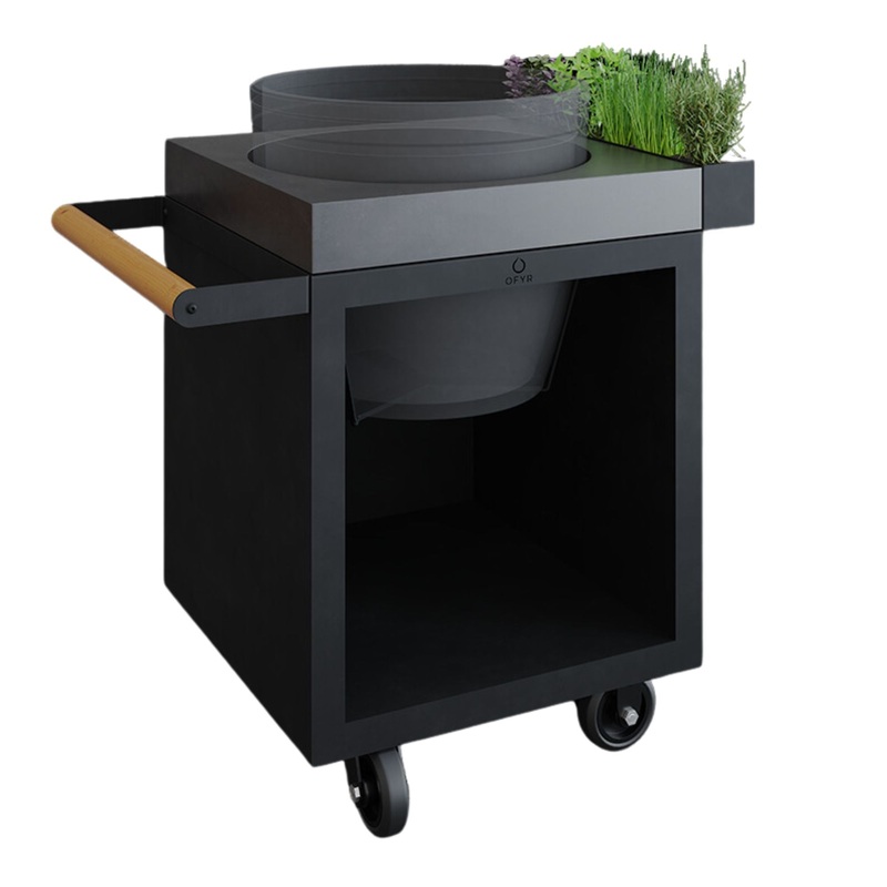 OFYR Black 65 PRO Kamado Table for Large BGE w/ Concrete Worktop