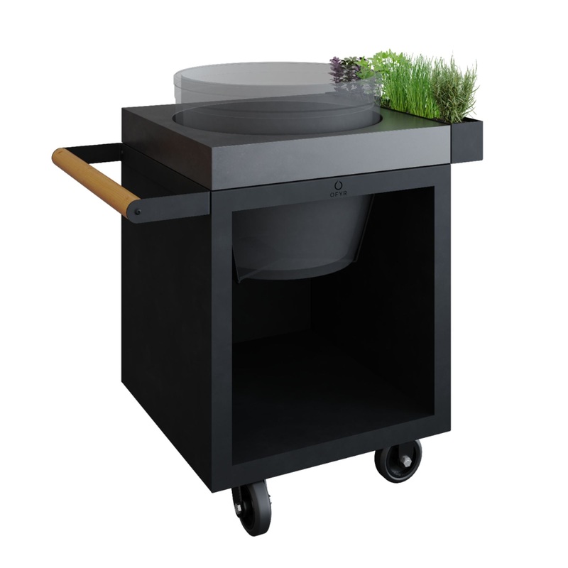 OFYR Black 65 PRO Kamado Table for The Bastard w/ Concrete Worktop