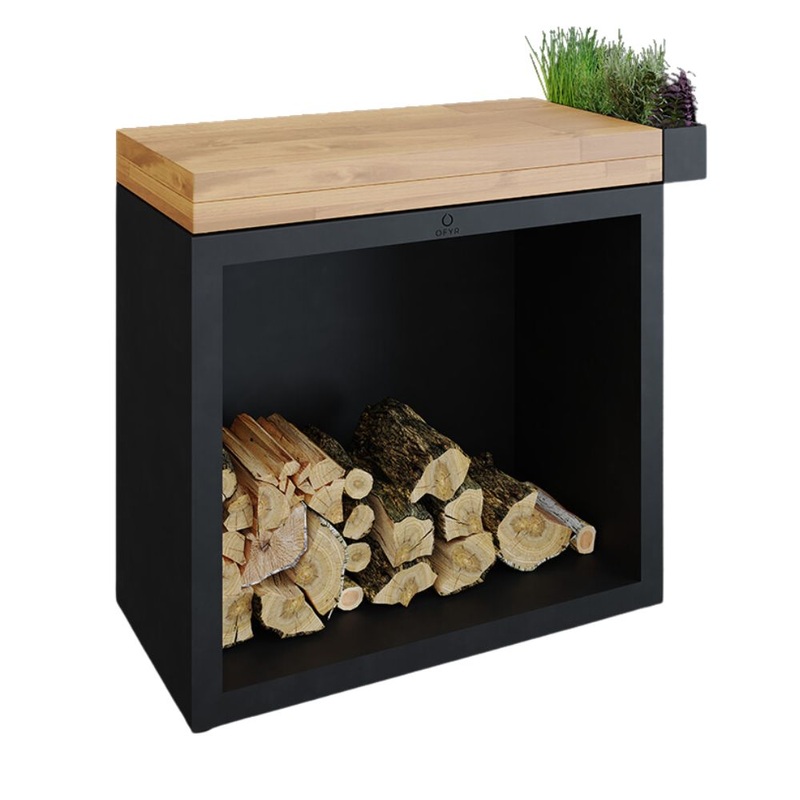 OFYR Black Coated Steel 90 Butcher Block w/ Storage