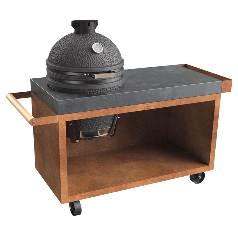 OFYR Corten Steel 135 PRO Kamado Table for The Bastard w/ Concrete Worktop