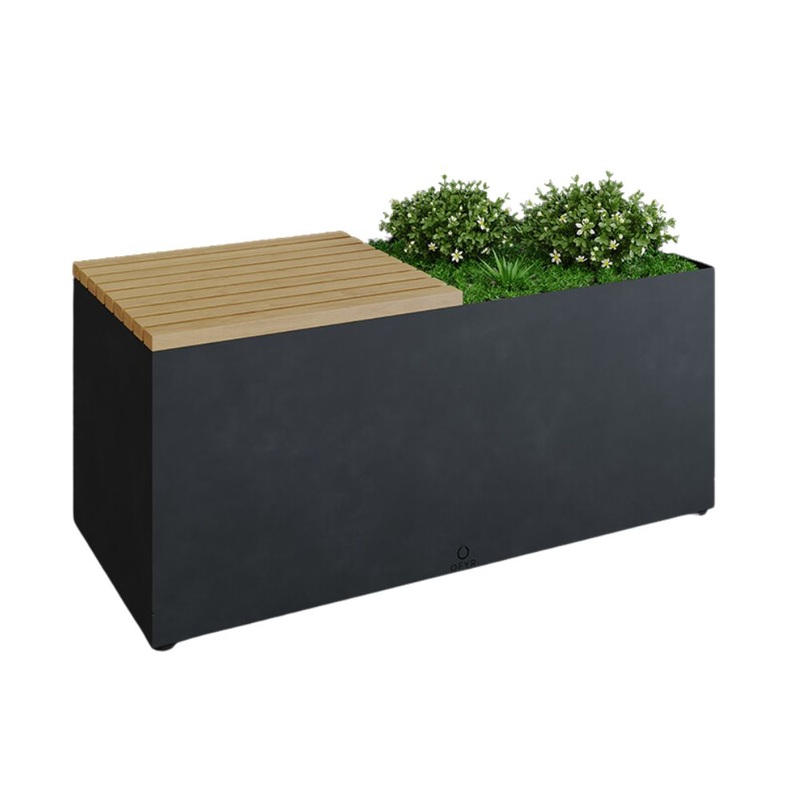 OFYR HG-BB Black Coated Steel Herb Garden Bench
