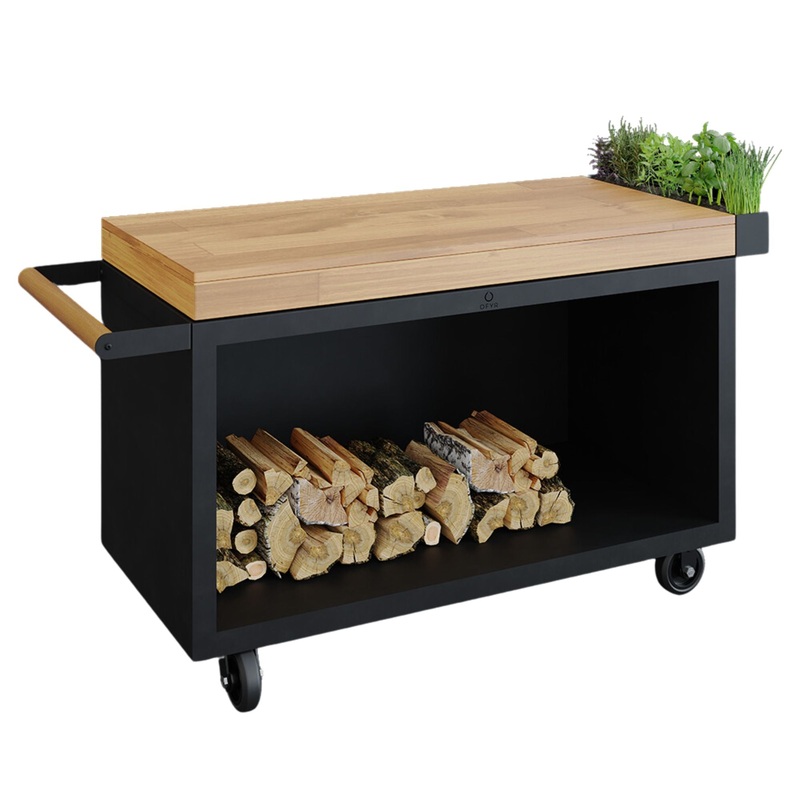 OFYR Mise en Place Black 135 PRO Table w/ Cutting Board