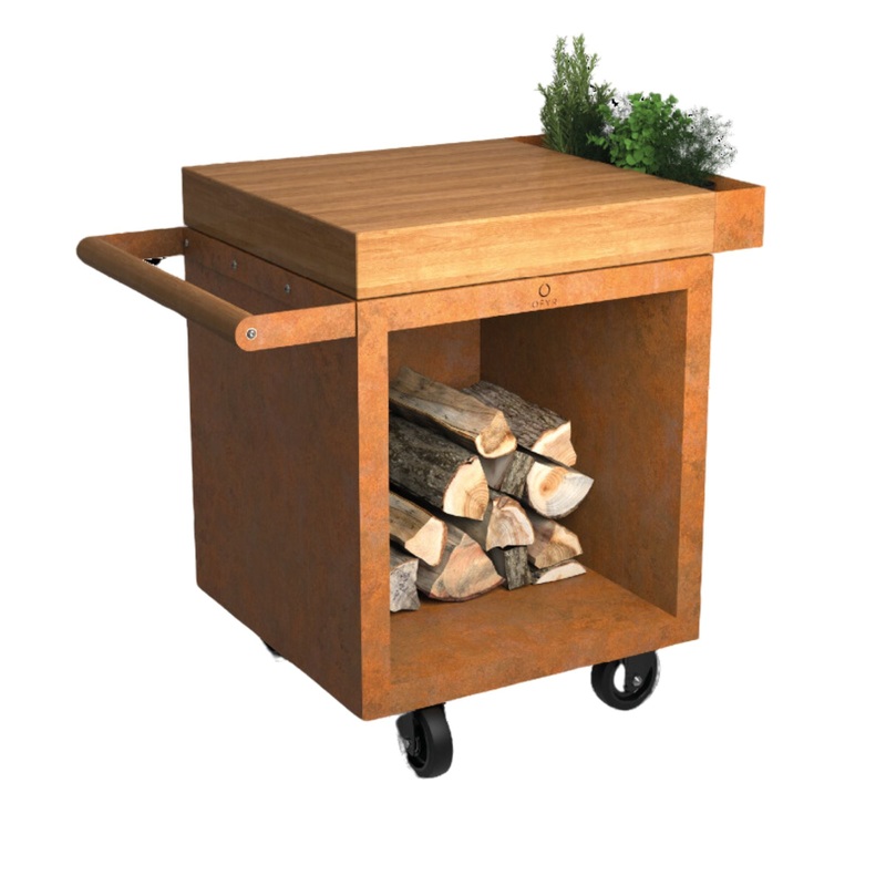 OFYR Mise en Place Corten 65 PRO Table w/ Cutting Board