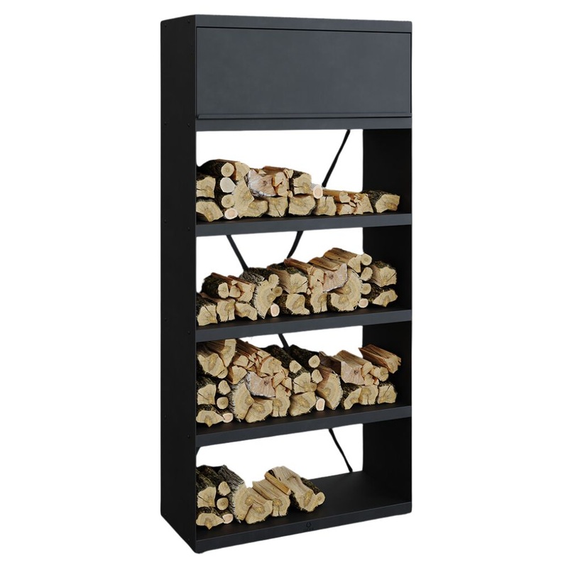 OFYR WSB-100 Black Coated Steel 100 Wood Storage