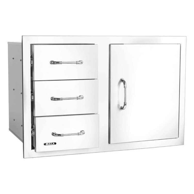Bull 25900 30-Inch Stainless-Steel 3 Drawer Door Combo w/ Reveal