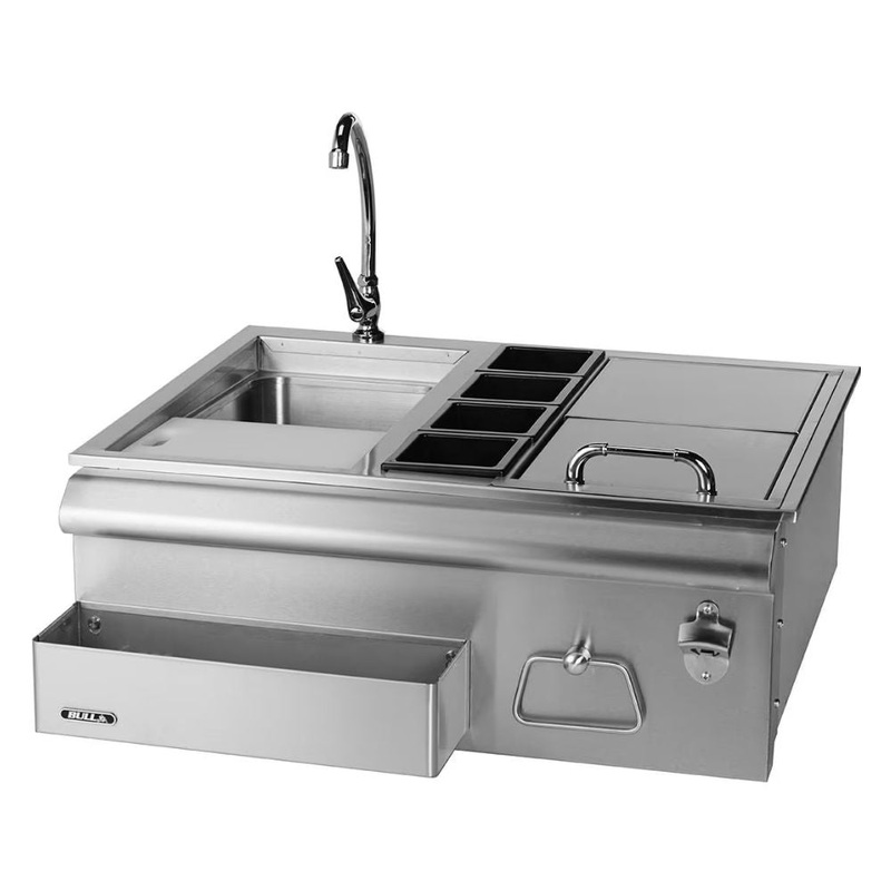 Bull 97623 30-Inch Stainless Steel Slide-In Bar Center w/ Ice Chest & Sink