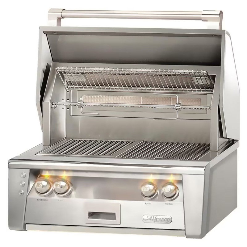 Alfresco 30-Inch Built-in Stainless Steel Gas Grill w/ Rotisserie