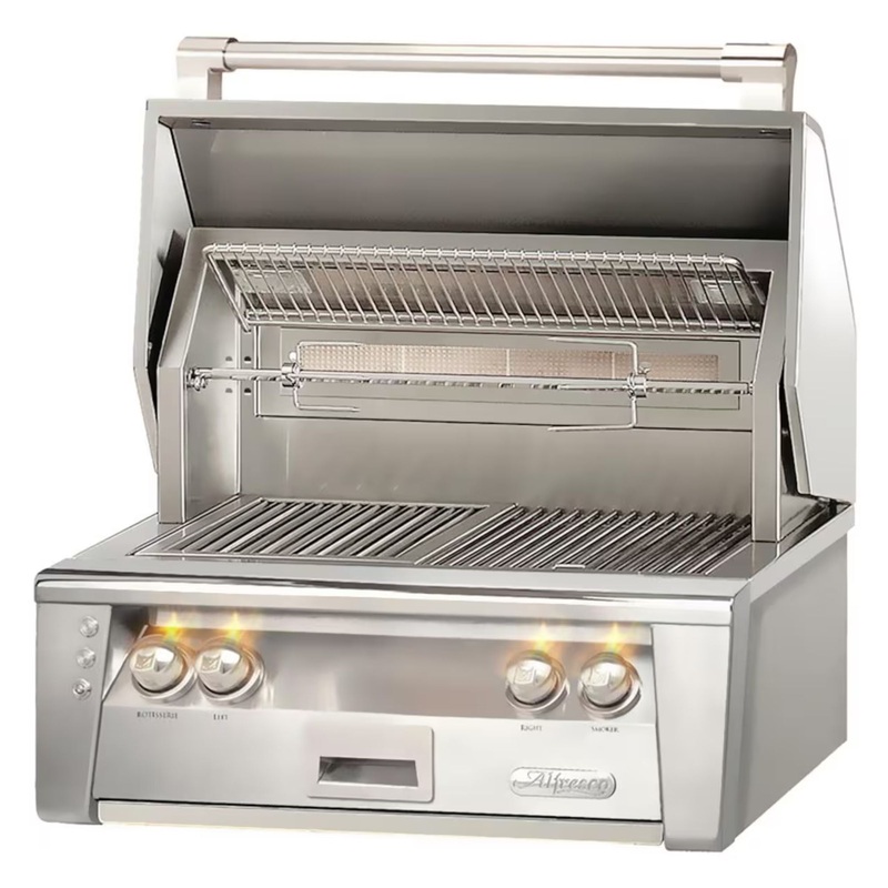 Alfresco 30-Inch Built-in Stainless Steel Gas Grill w/ Rotisserie & Sear Zone