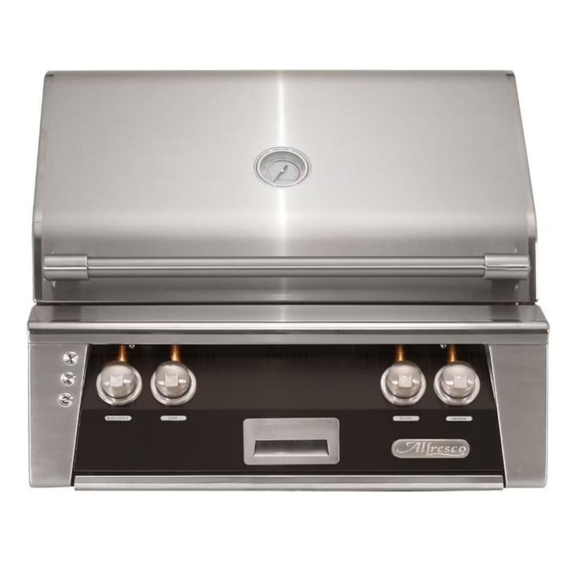 Alfresco 30-Inch Built-in Stainless Steel Gas Grill w/ Rotisserie & Sear Zone in Matte Jet Black