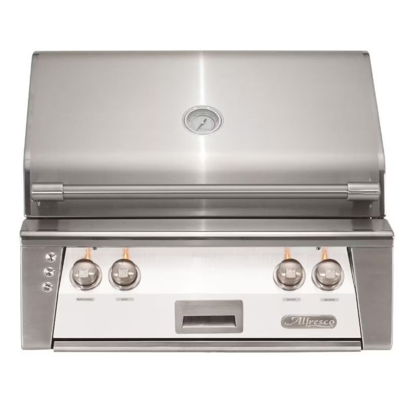 Alfresco 30-Inch Built-in Stainless Steel Gas Grill w/ Rotisserie & Sear Zone in Matte Signal White