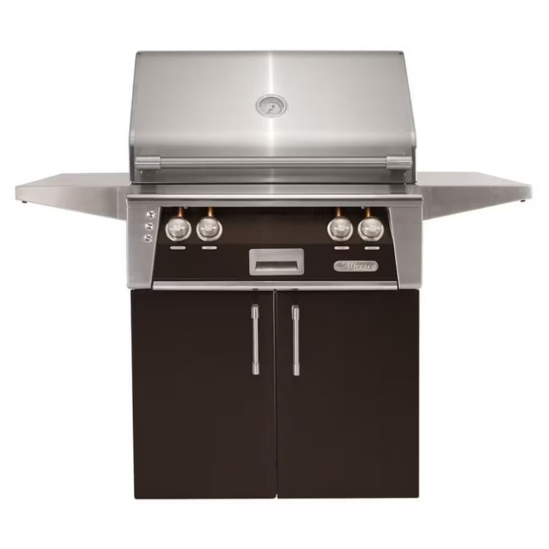 Alfresco 30-Inch Stainless Steel Freestanding Gas Grill w/ Rotisserie in Matte Jet Black