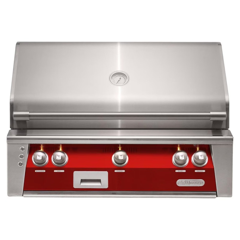 Alfresco 36-Inch Built-In Stainless Steel Gas Grill w/ Rotisserie in Carmine Red