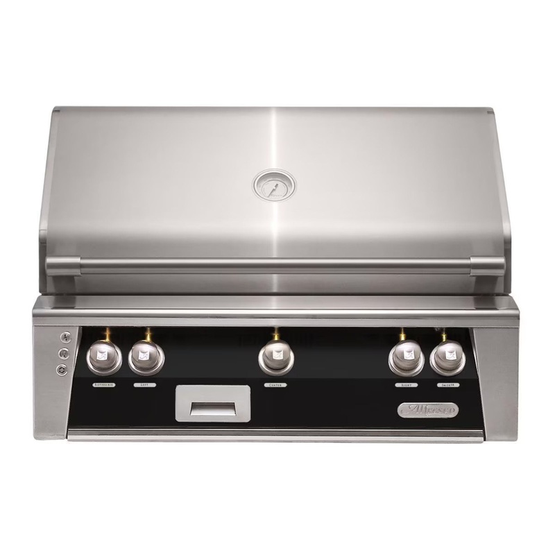 Alfresco 36-Inch Built-In Stainless Steel Gas Grill w/ Rotisserie in Jet Black