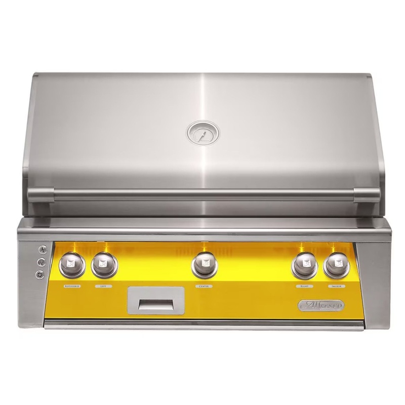 Alfresco 36-Inch Built-In Stainless Steel Gas Grill w/ Rotisserie in Traffic Yellow