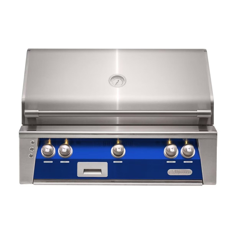 Alfresco 36-Inch Built-In Stainless Steel Gas Grill w/ Rotisserie in Ultramarine Blue