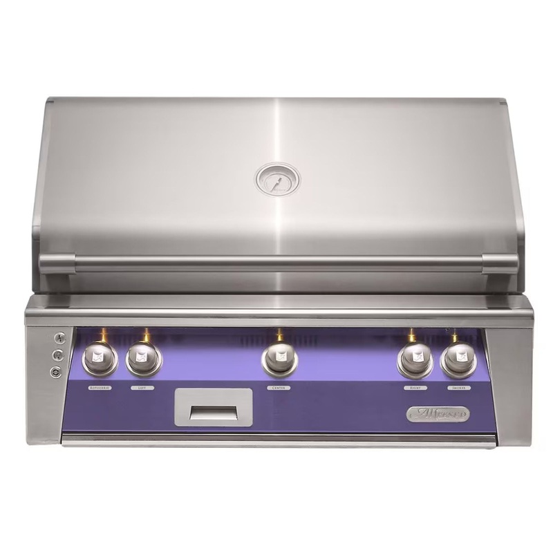 Alfresco 36-Inch Built-In Stainless Steel Gas Grill w/ Rotisserie & Sear Zone in Blue Lilac