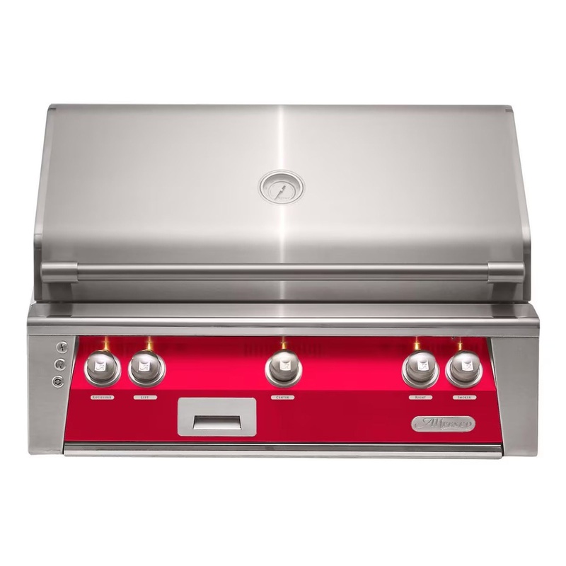 Alfresco 36-Inch Built-In Stainless Steel Gas Grill w/ Rotisserie & Sear Zone in Raspberry Red