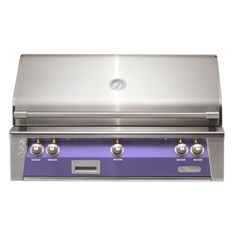 Alfresco 42-Inch Built-in Stainless Steel Gas Grill w/ Rotisserie in Blue Lilac