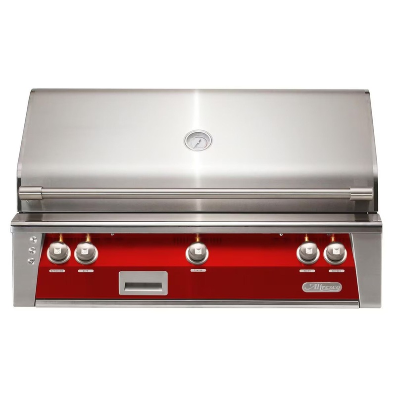 Alfresco 42-Inch Built-in Stainless Steel Gas Grill w/ Rotisserie in Carmine Red