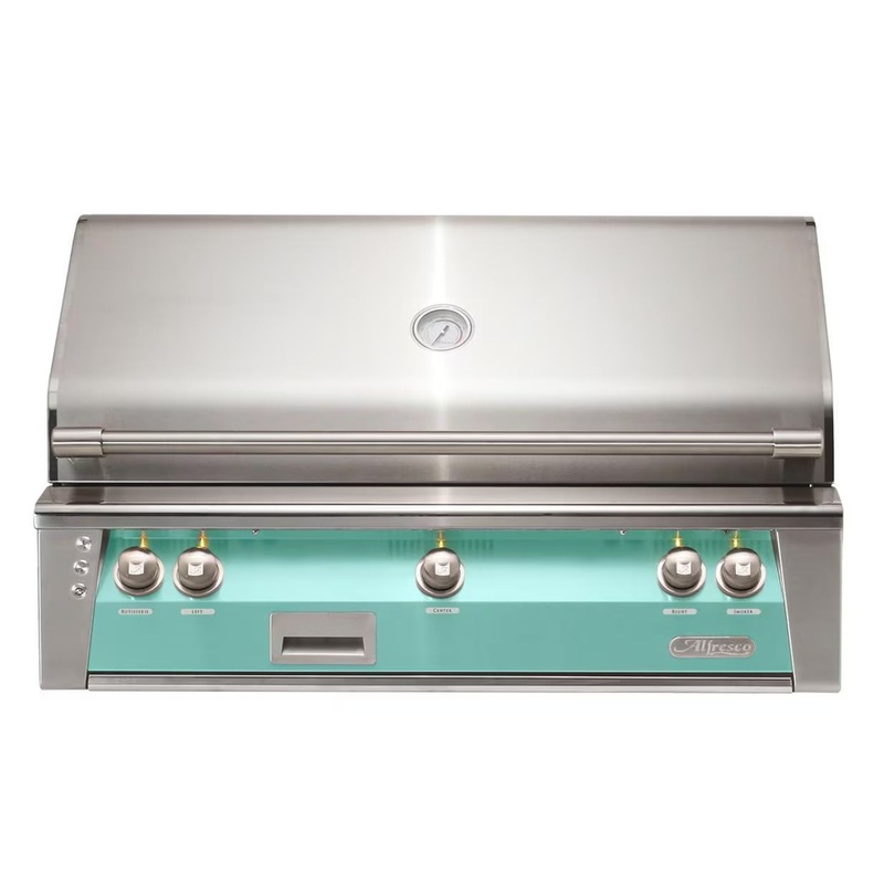 Alfresco 42-Inch Built-in Stainless Steel Gas Grill w/ Rotisserie in Light Green