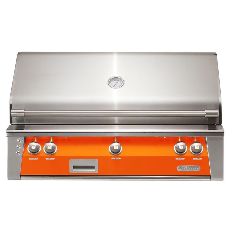 Alfresco 42-Inch Built-in Stainless Steel Gas Grill w/ Rotisserie in Luminous Orange