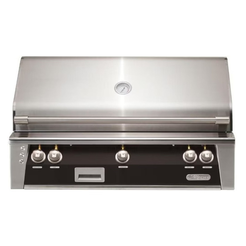 Alfresco 42-Inch Built-in Stainless Steel Gas Grill w/ Rotisserie in Matte Jet Black