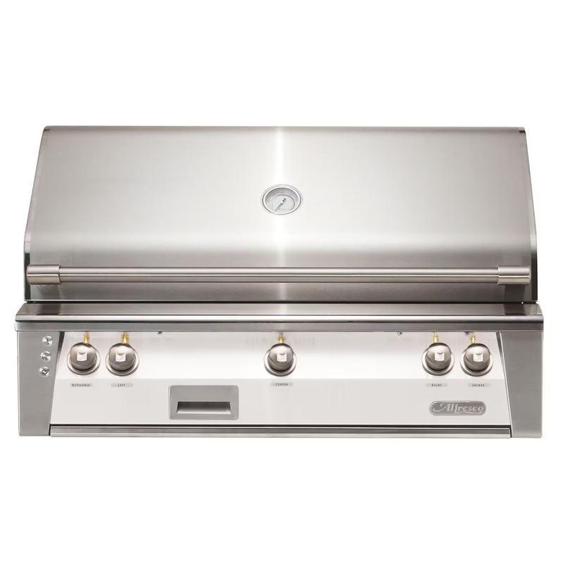 Alfresco 42-Inch Built-in Stainless Steel Gas Grill w/ Rotisserie in Signal White