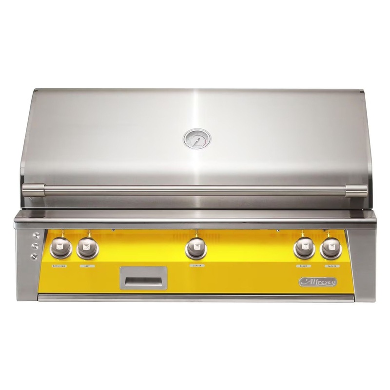 Alfresco 42-Inch Built-in Stainless Steel Gas Grill w/ Rotisserie in Traffic Yellow