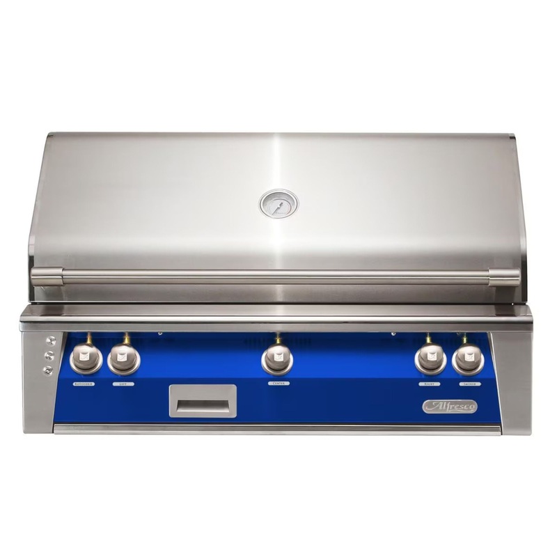 Alfresco 42-Inch Built-in Stainless Steel Gas Grill w/ Rotisserie in Ultramarine Blue