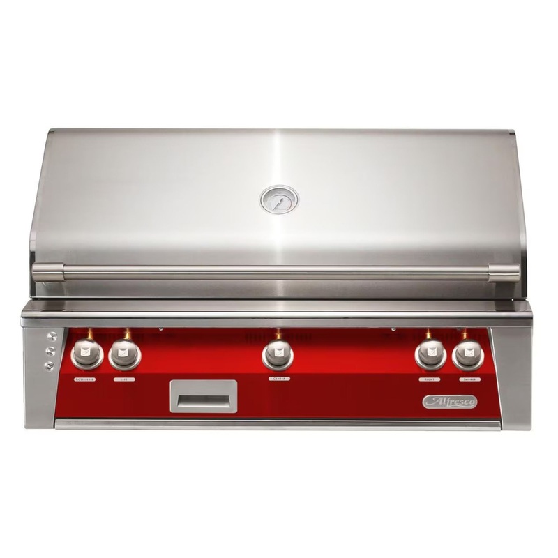 Alfresco 42-Inch Built-in Stainless Steel Gas Grill w/ Rotisserie & Sear Zone in Carmine Red