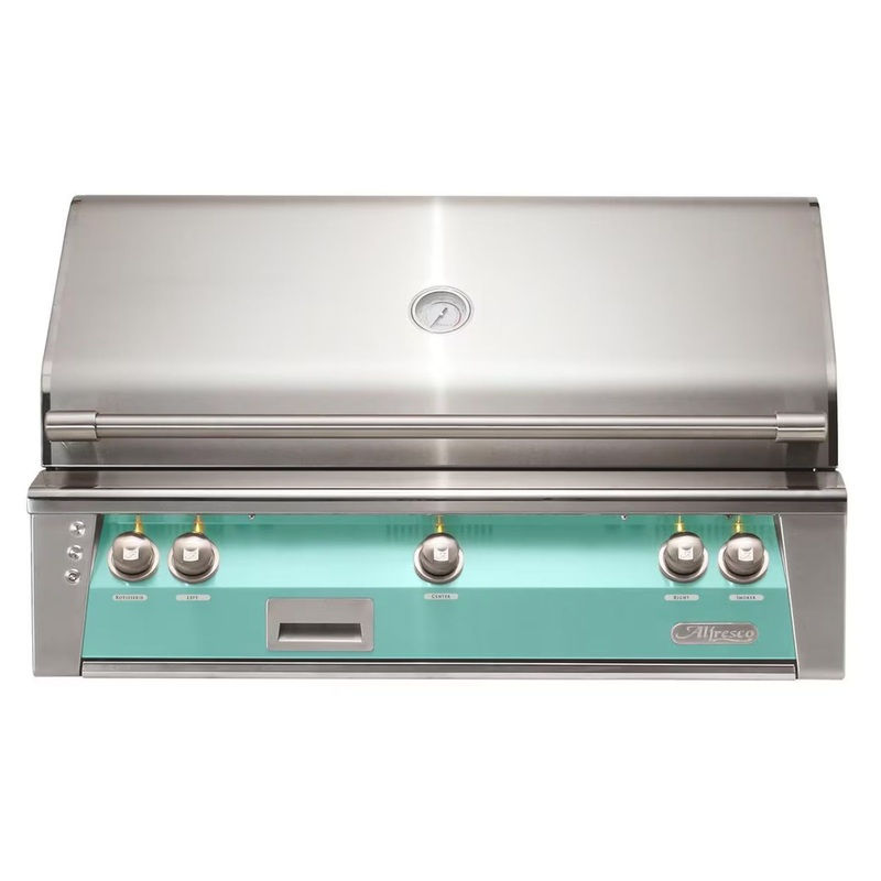 Alfresco 42-Inch Built-in Stainless Steel Gas Grill w/ Rotisserie & Sear Zone in Light Green