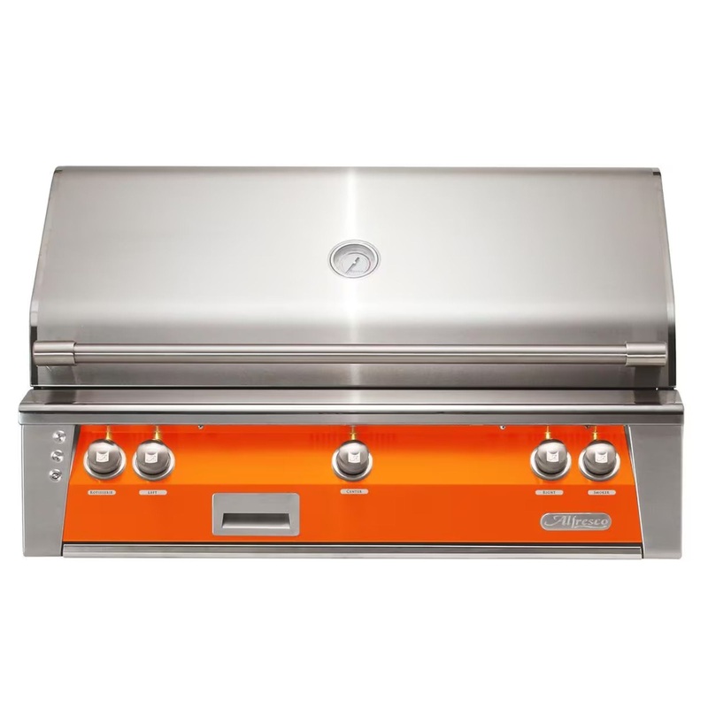 Alfresco 42-Inch Built-in Stainless Steel Gas Grill w/ Rotisserie & Sear Zone in Luminous Orange